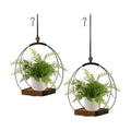 hismocal 2 Pack Hanging Planter for Indoor Plants, Black Plant Hanger with Sturdy Wood Base, Modern Boho Macrame