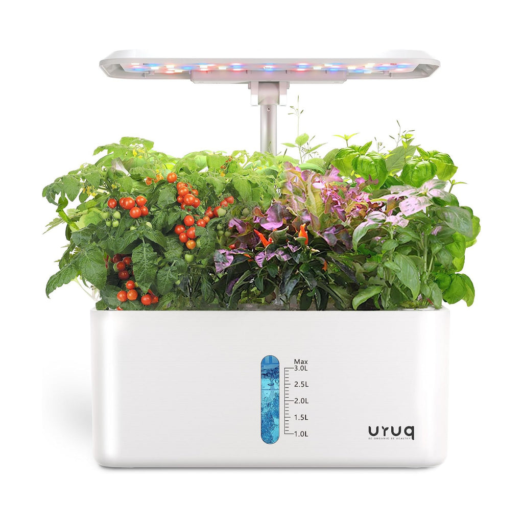 8 Pods Hydroponics Growing System with LED Grow Light - White | Quiet Water Pump, Automatic Timer, Adjustable Height