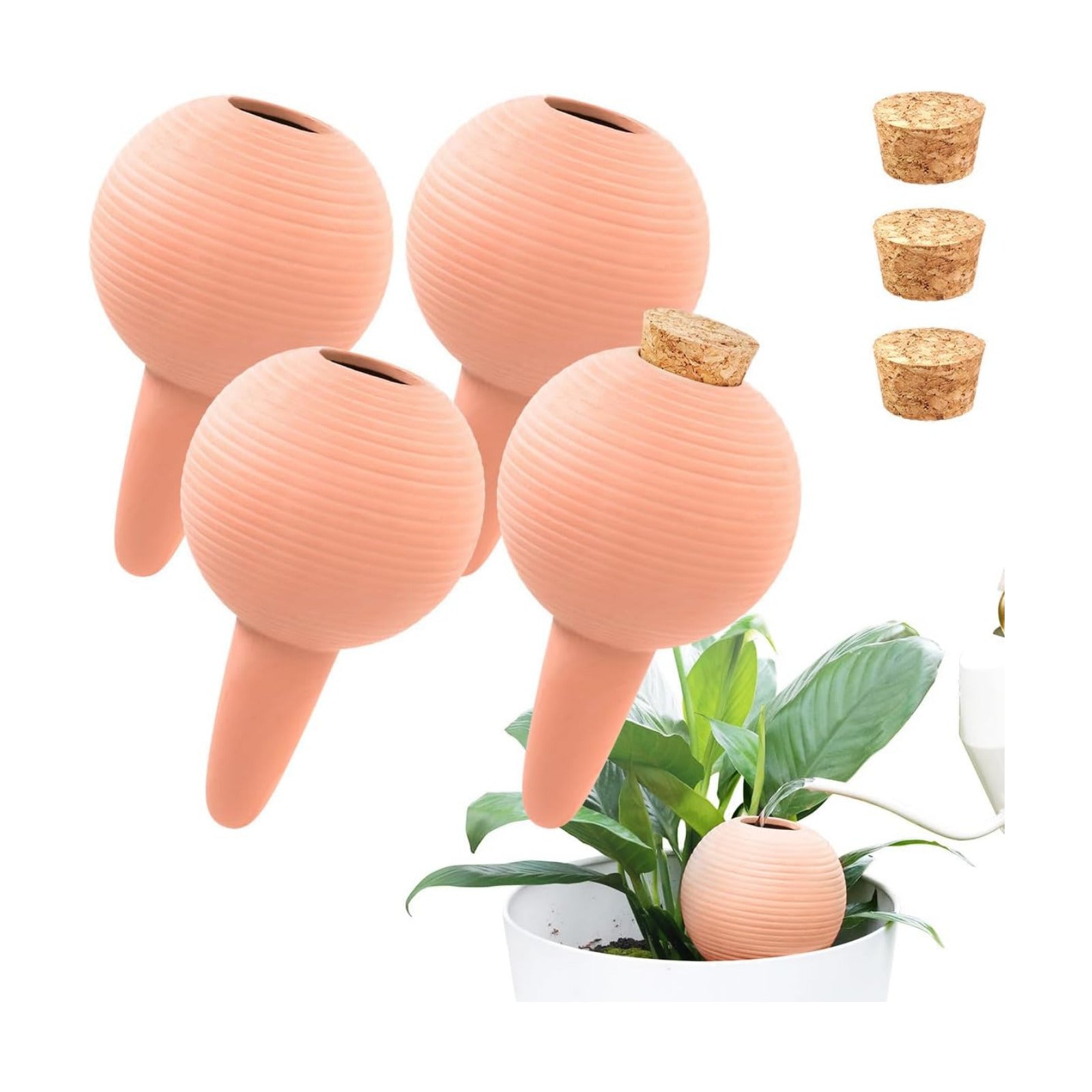 Plant Watering Globes Set of 4, 14oz Terracotta Self-Watering Globes for PottedPlants, Watering Planter Insert Bulbs