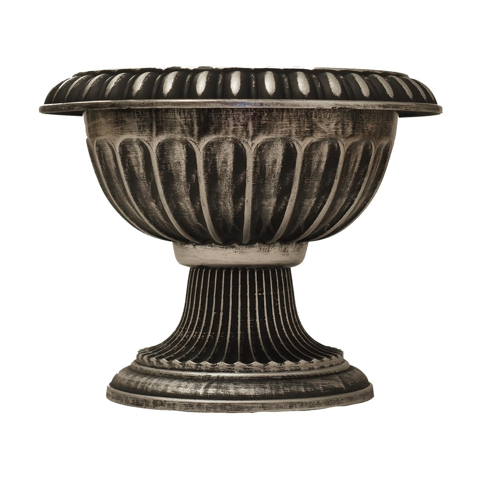 Ludu Fancy Urn Planter with Rustic Look (2 Count) Small Flowerpot for Indoor, Outdoor use with Wide Base for Garden