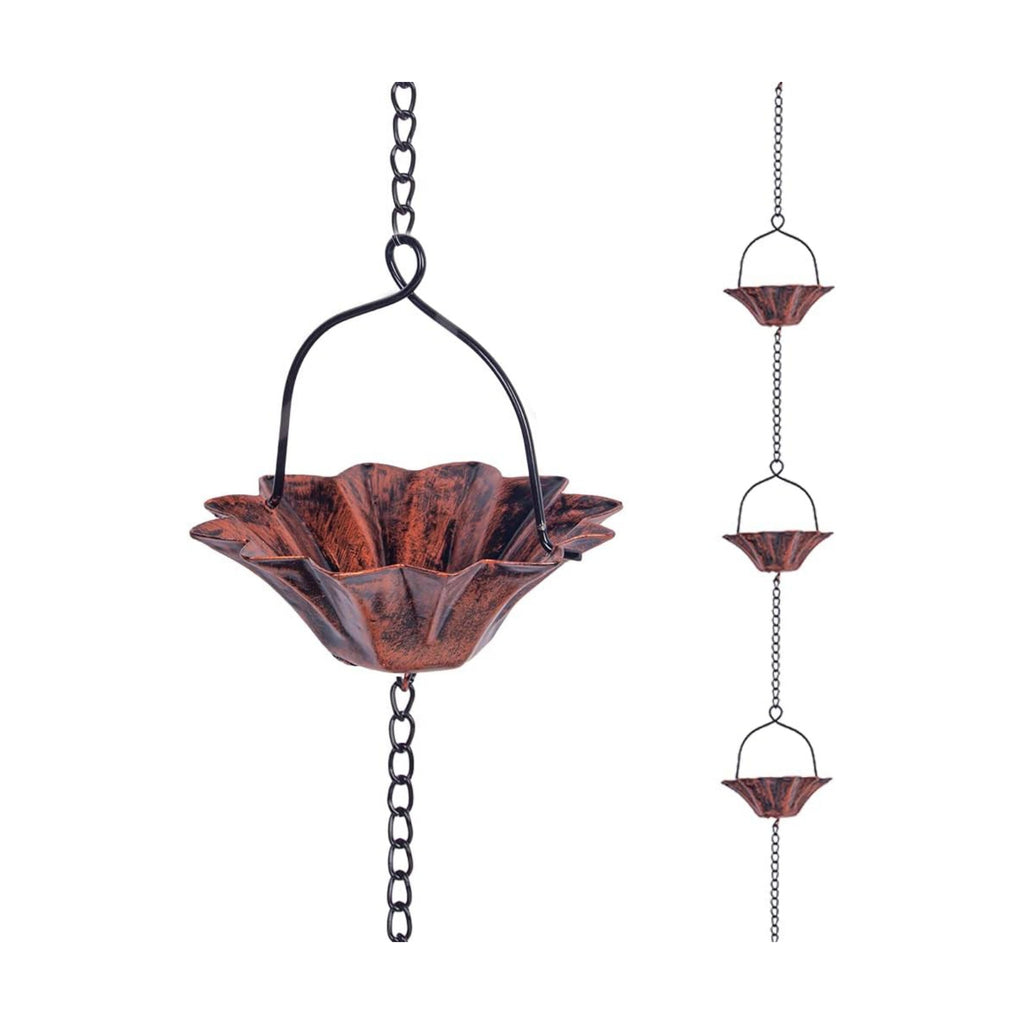 10FT Lotus Rain Chain, Rain Chains for Gutters with 12 Cups | Adjustable Rain Catcher Chain with Bell for Eaves