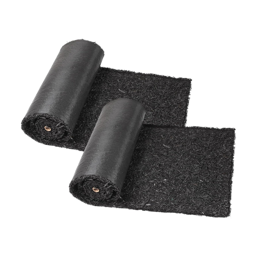 Harmiden 2 Pack Recycled Rubber Mulch Mat Roll Black Permanent Mulch Walkway Pathway for Landscaping Outdoor 8' x 2'