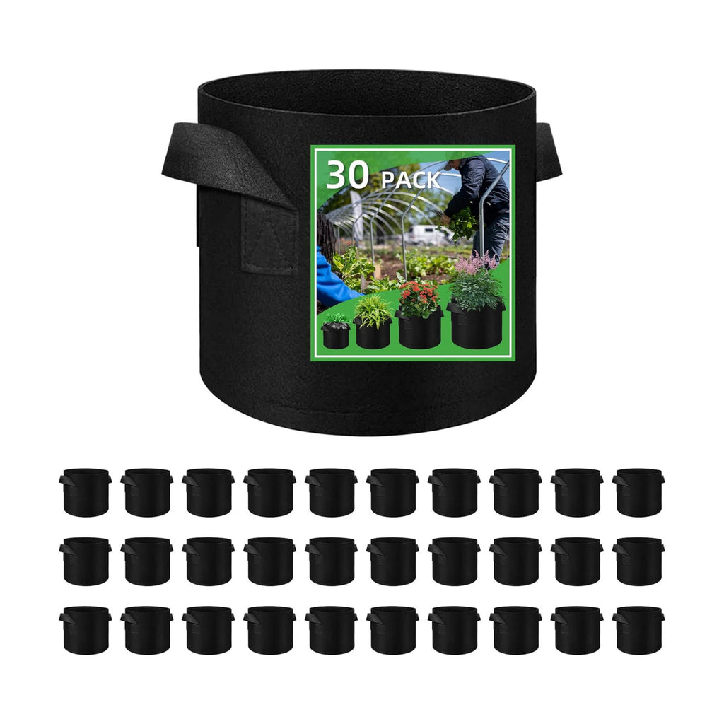 30 Pack 15 Gallon Plant Grow Bags, Breathable Felt Non-Woven Aeration Fabric Plant Grow Pots, Garden Planting
