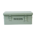 Seed Storage Box Metal Container Organizer, 4-Compartment Garden Seed Box with Safety Locks - Grayish Green