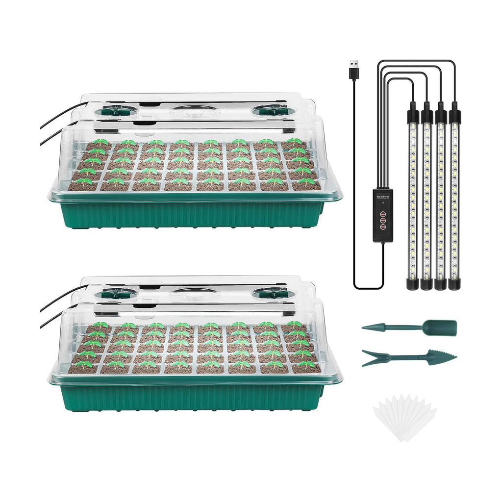 Sondiko Seed Starter Tray with Grow Light, 80 Cells Starter Kit | Seedling Tray Kit with Humidity Dome, Adjustable