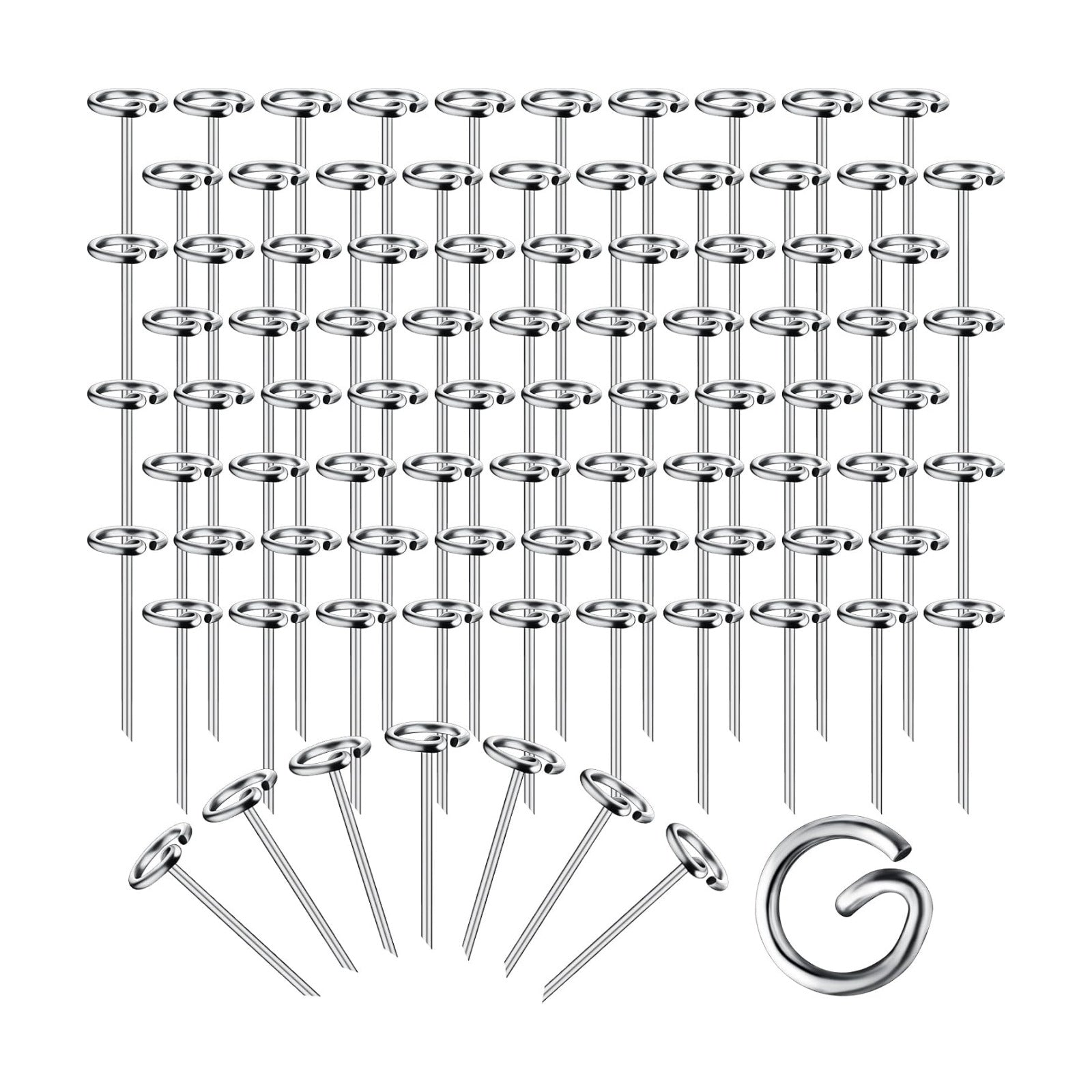 Therwen 100 Pcs Circle Top Landscape Pins Bulk Garden Landscape Staples Galvanized Heavy Duty Stakes Landscape Pins for