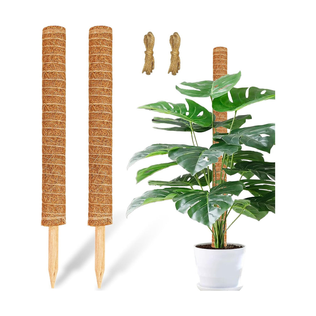 JJGoo Moss Pole for Plants Monstera, 2 Pack 23.6 inch Plant Support Pole, Extendable Coir Totem Pole for Potted Plants Pothos,Train Indoor Climbing Plants to Grow Upwards - Extends to 40.6 Inches