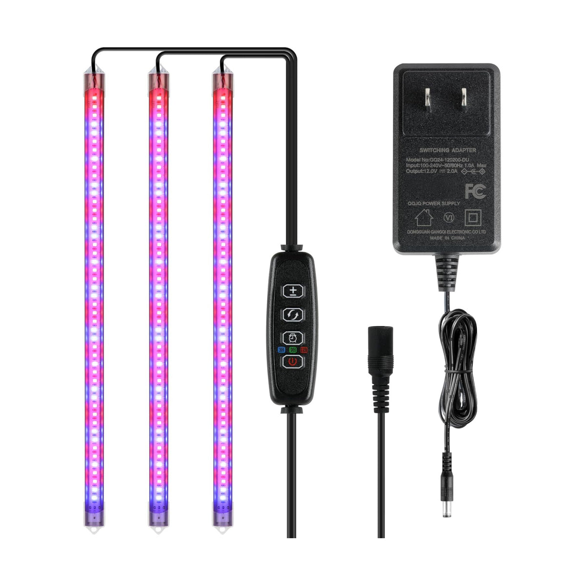 iPower LED Plant Grow Light Strips Full Spectrum with 3 Timing Modes, 10 Dimmable Levels 48 LEDs Per Tubes, Sunlike Grow Lamp for Hydroponics Succulent,Red & Blue
