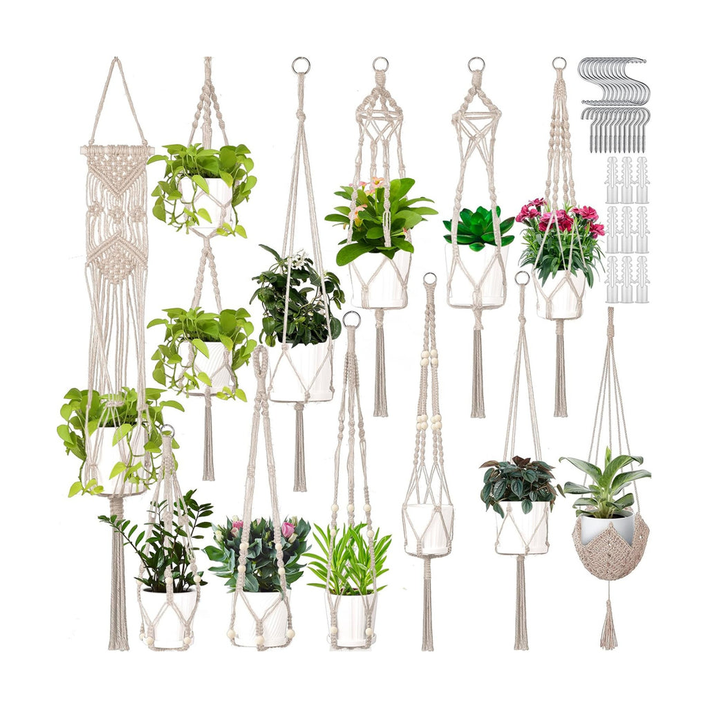 12 Pcs Macrame Plant Hangers Macrame Hanging Planters for Indoor Plants Handmade Boho Hanging Baskets Flower Pots