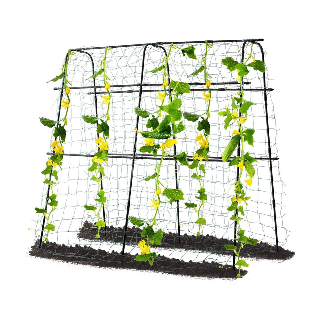 Cucumber Trellis for Raised Bed, 63" Hx63 L, Black | Garden Arch Trellis for Climbing Plants Outdoor, Rustproof Metal