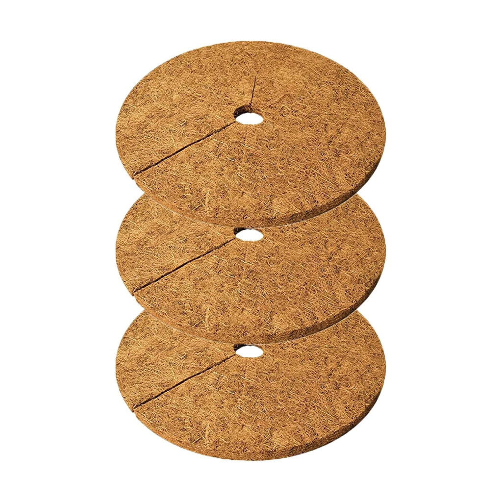 Deepthi 24-Inch Coco Coir Mulch Mats – Pack of 3 Natural Coconut Fiber Discs – Tree Ring Guards, Pot Covers, Sapling