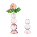 Glasseam Pink Glass Bubble Vase, Set of 2 Cute Ball Bud Vases for Flowers
