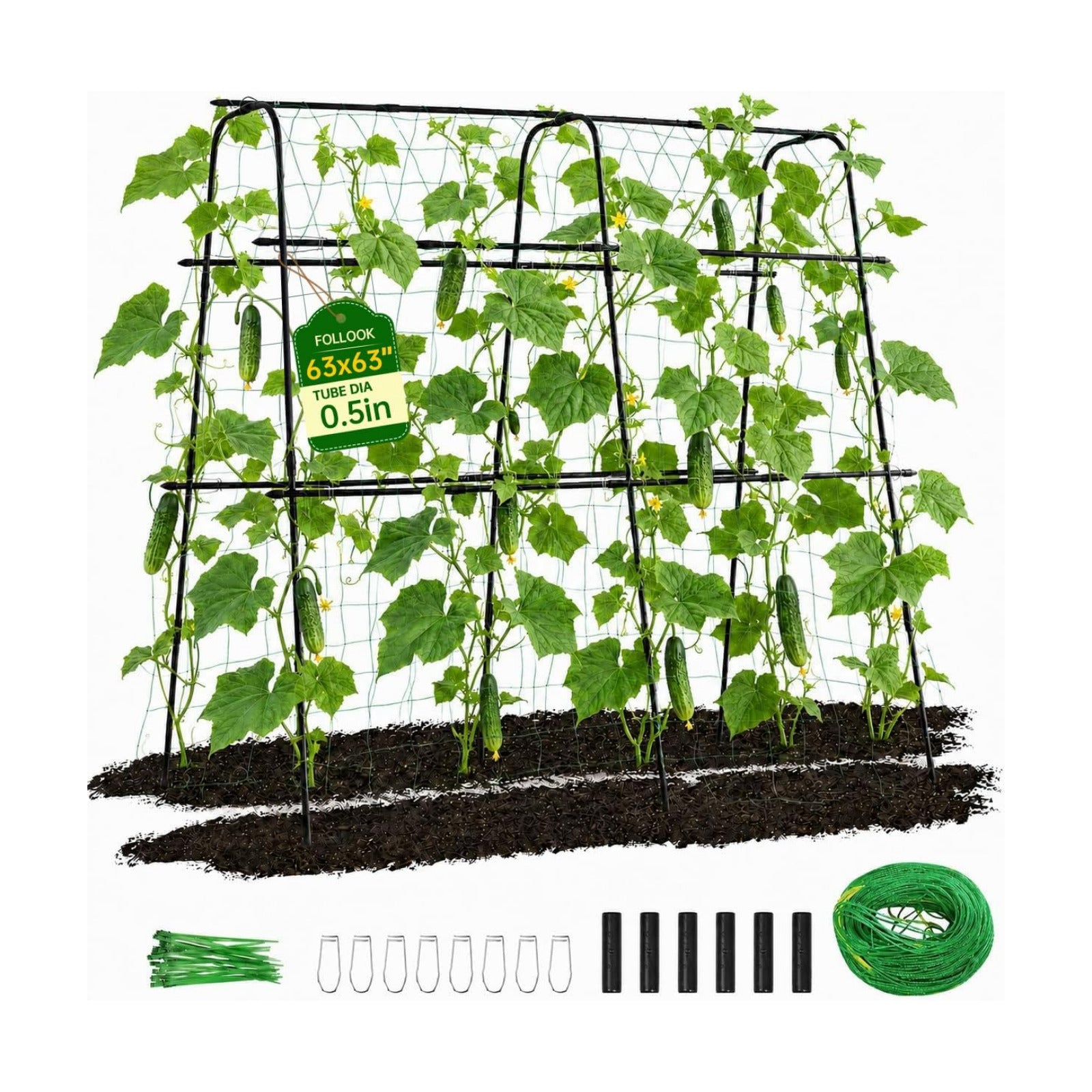 63x63 Cucumber Trellis for Raised Garden Bed, Black | Adjustable Garden Arch Trellis for Climbing Plants Outdoor, Metal
