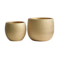 Olly & Rose Barcelona Ceramic Plant Pot Set 2 - Gold Flower Pots - Indoor & Outdoor Planters Home and Garden Decor