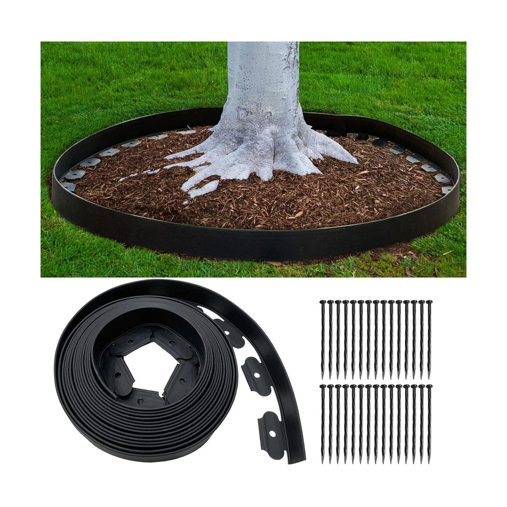 Landscape Edging 33FT, 4IN Tall Garden Edging Borders with 50pcs Stakes | Plastic Lawn Edging Kit, Tool-Free Flexible
