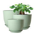 UOUZ 12/10/9 Large Modern Plant Pots, Plastic Planters with Drainage Holes and Saucers for Indoor Outdoor Plants