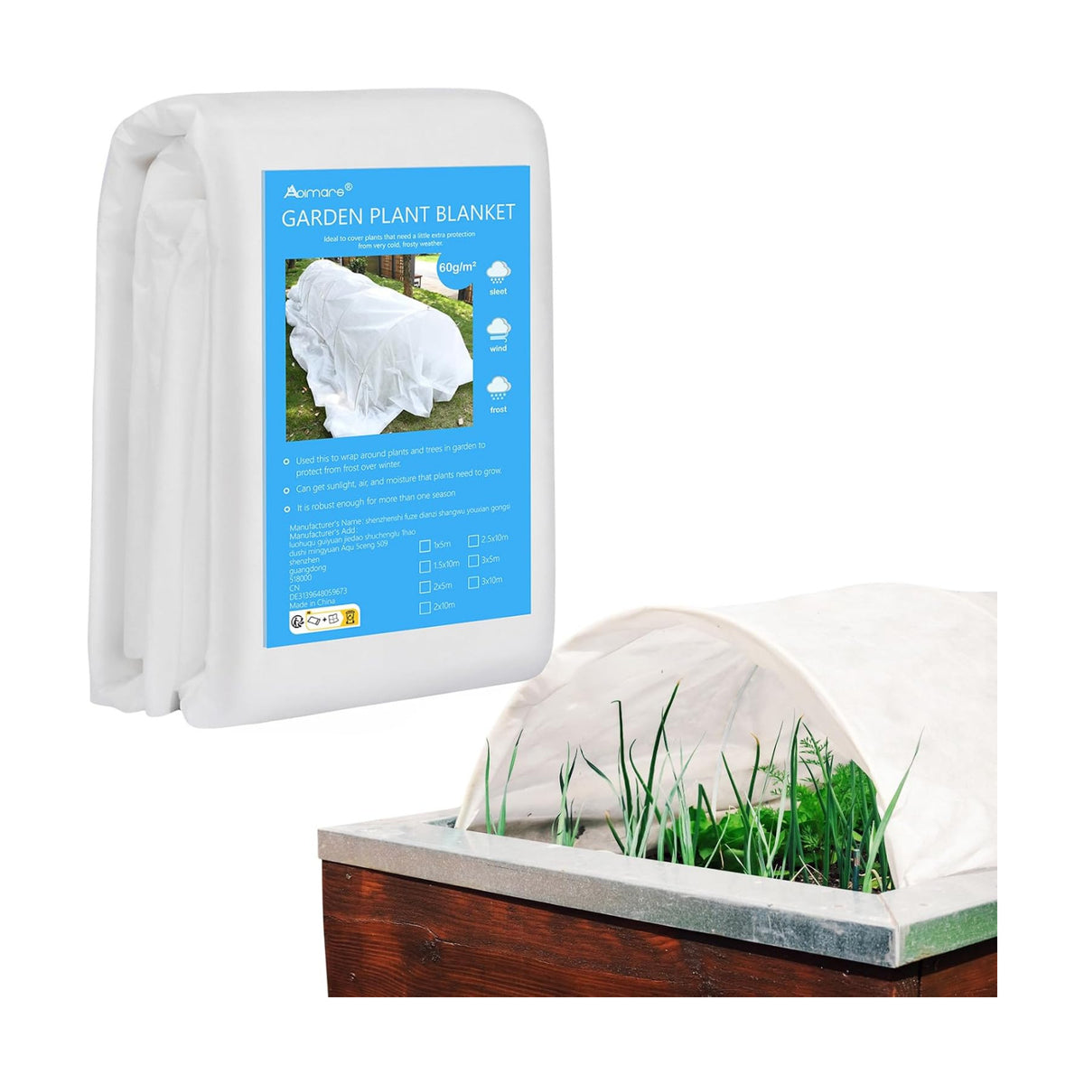 Thicker Plant Covers Freeze Protection 1.77 oz/yd², 6.5ft x 33ft Reusable