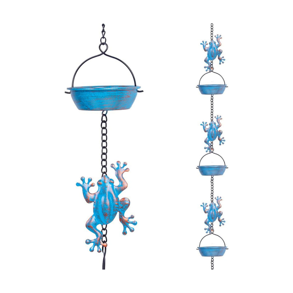 11.4FT Frog Rain Chains for Outside Gutters, Eaves, Drainage | 12 Cups, Metal Rain Chain, Adjustable Length, Functional