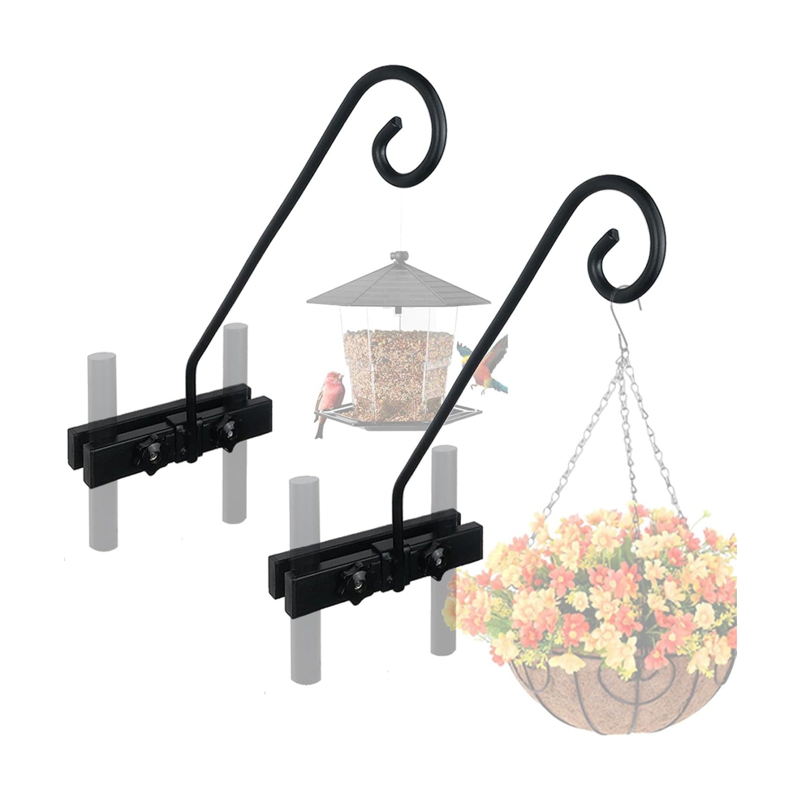 Deck Hook Rail Suitable for Hanging Flower Baskets Wind Chimes Planters Bird Feeders Lights, Heavy Duty Pole Long 16.5