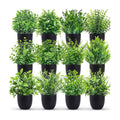 Der Rose 12 Pack Mini Fake Plants in Black Pots, 7" Bathroom & Desk Decor