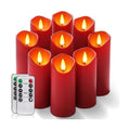 Homemory Christmas Flameless Candles, Battery Operated Candles with Remote Timers, Electric Fake Candles for Home, Christmas Decoration, Made of Plastic, Red/Burgundy, Set of 9