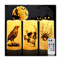 Homemory Halloween Waterproof Flameless LED Pillar Candle with Timer Remote