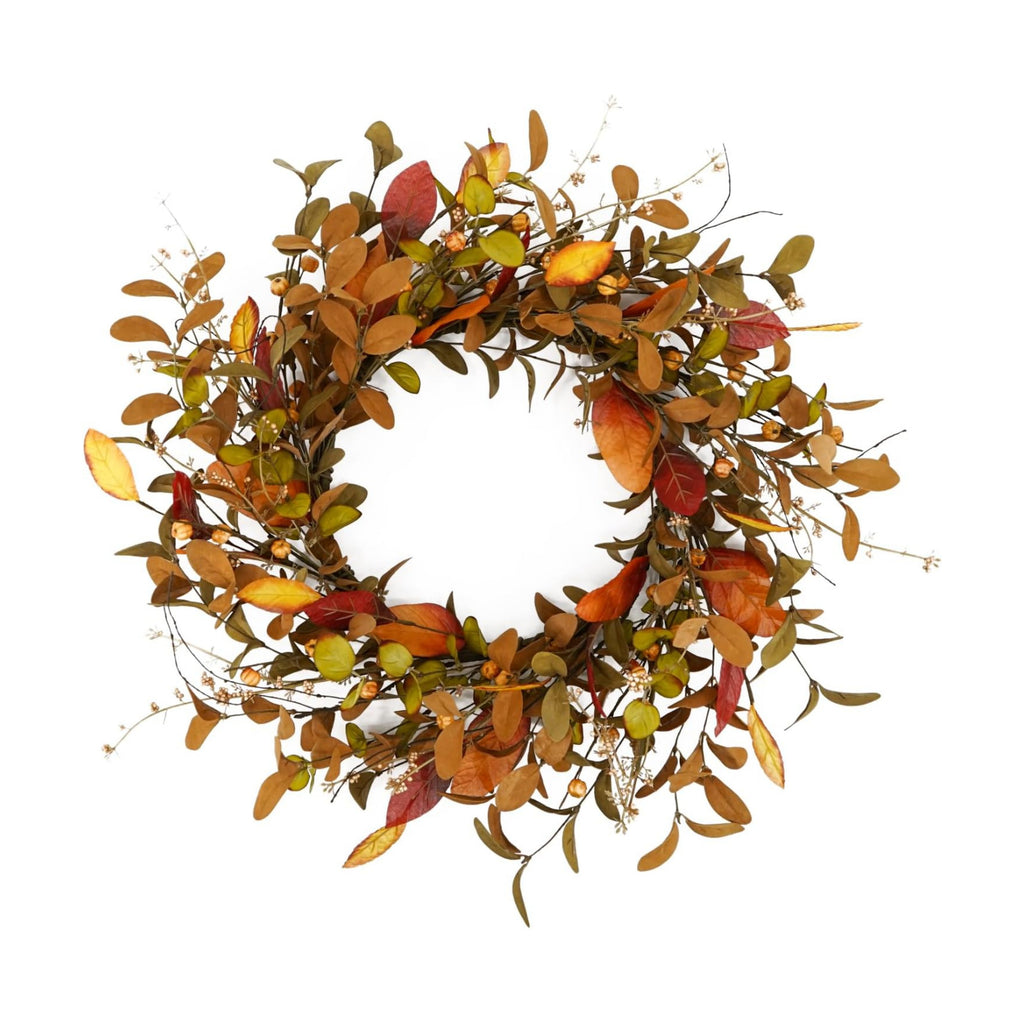 YNYLCHMX 20" Fall Wreath for Front Door, Eucalyptus, Berry and Magnolia