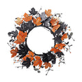 YNYLCHMX 20" Halloween Wreath for Front Door, Golden and Black Maple Leaves