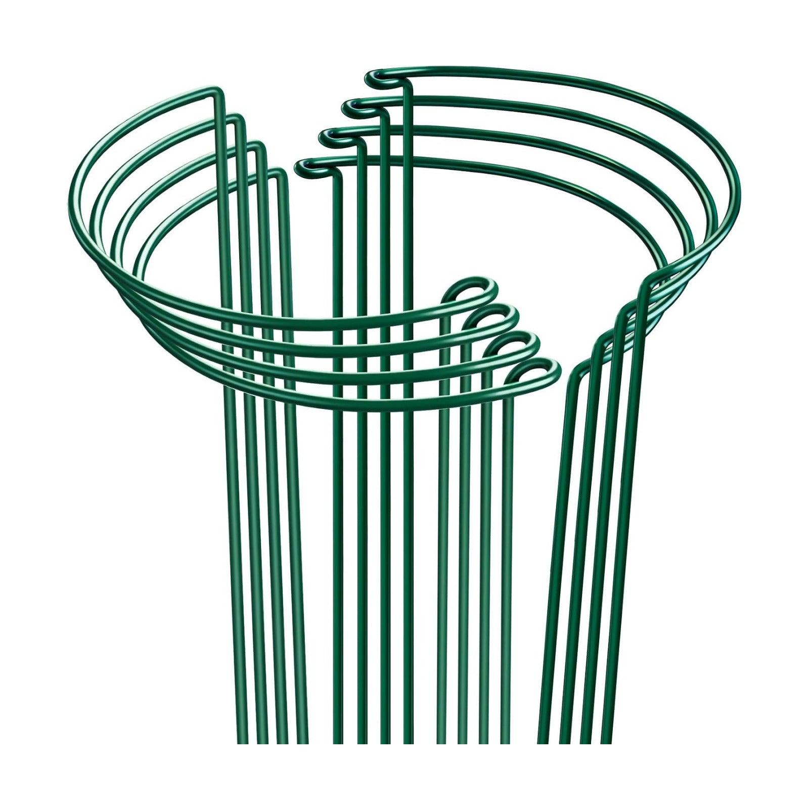 HiGift 16 Pack Plant Support Stakes, Half Round Metal Garden Plant Stake Indoor Peony Cages and Supports, Green Plant