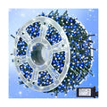 kemooie 500 LED Blue and White Christmas Lights, 164FT 8 Lighting Mode with Memory Plug in Christmas Tree Lights, for Outdoor Birthday Christmas Party Garden Balcony Decorations (Blue and White)