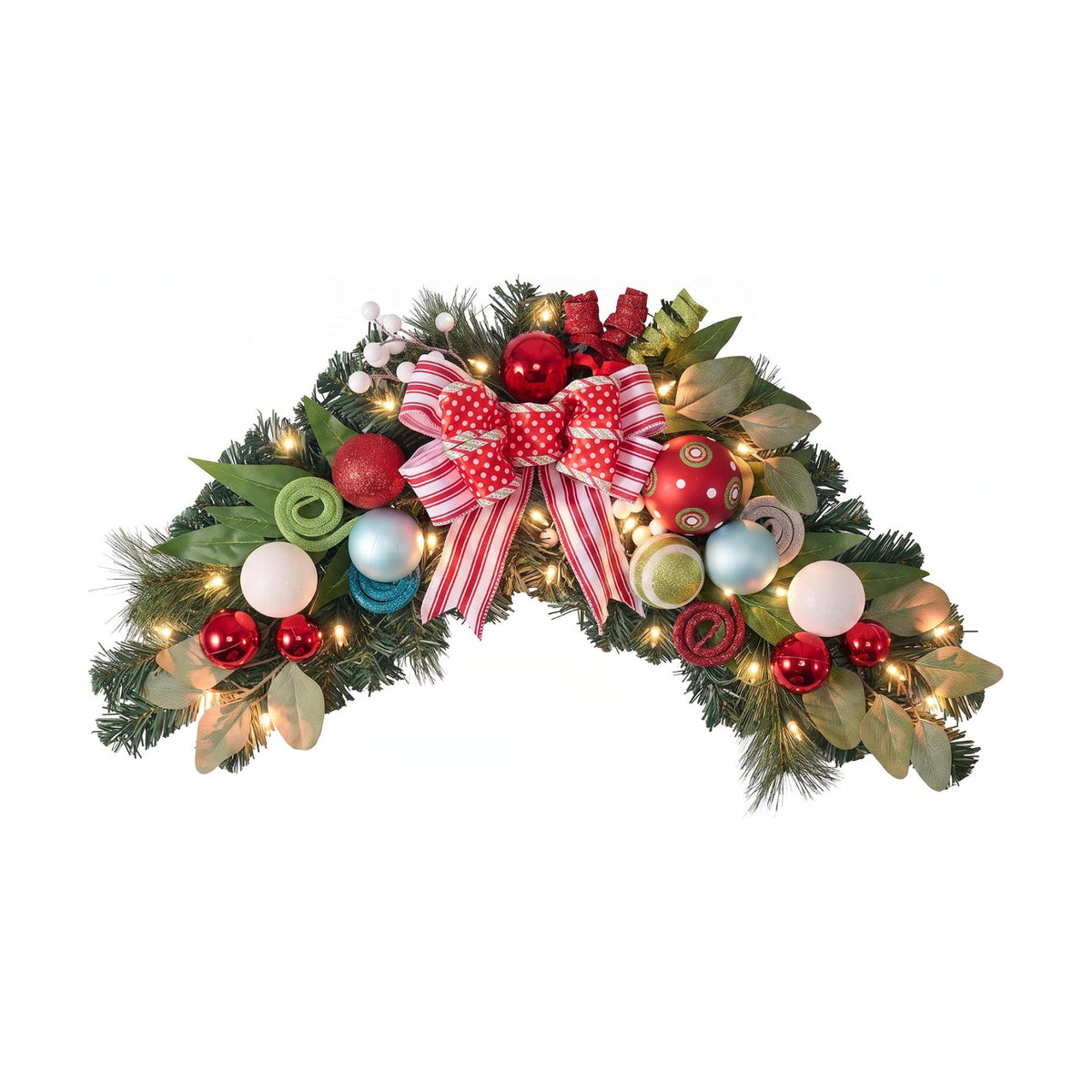 Valery Madelyn Pre-Lit Christmas Swag Decoration 24 Inch Elf Red Green