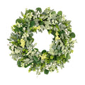 Vlorart 24-26 Inch Artificial Spring Summer Greenery Christmas Wreaths for Front Door Green Eucalyptus Leaf Wreath Decor Boxwood with Big Berries for Farmhouse Outside Year Round