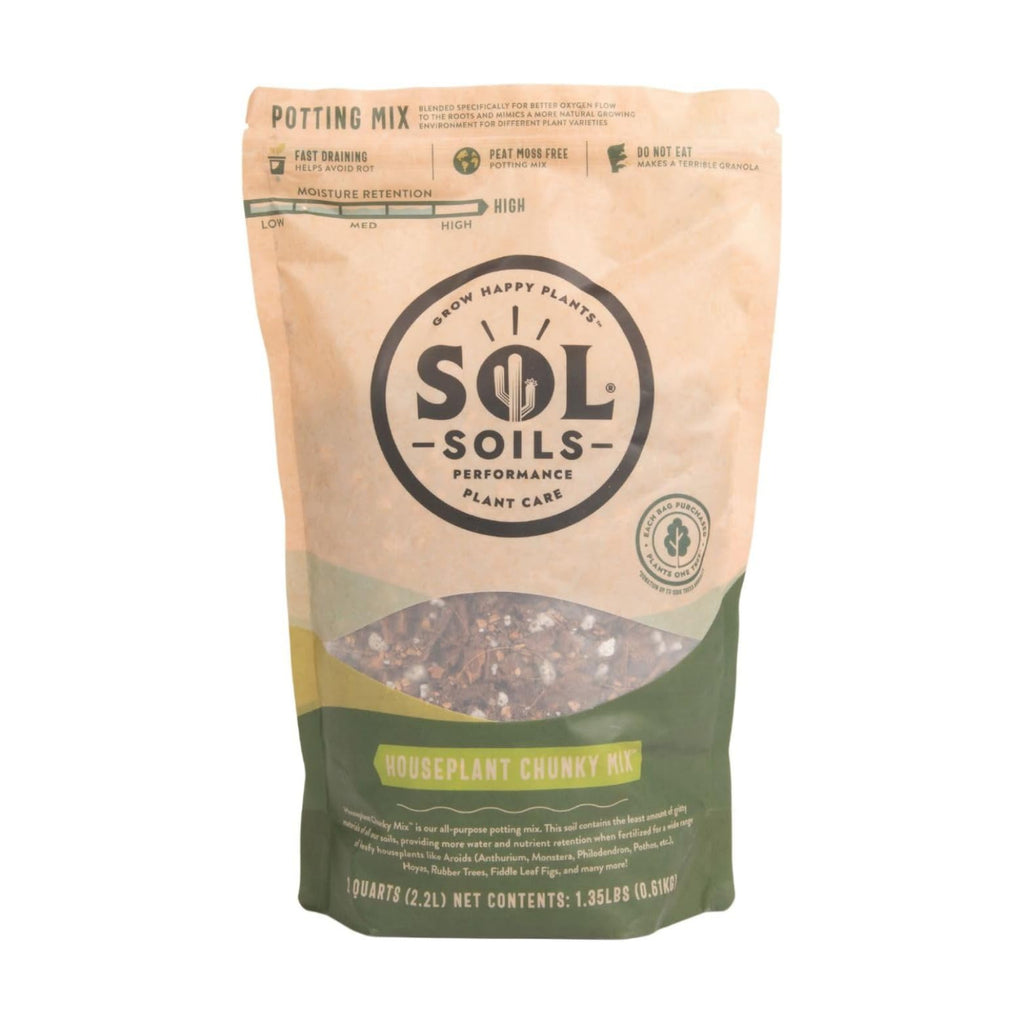 Chunky Houseplant Mix - Fast Draining Soil for Indoor Plants with Coco Coir Chips, Perlite, & Pumice, 2 Quart