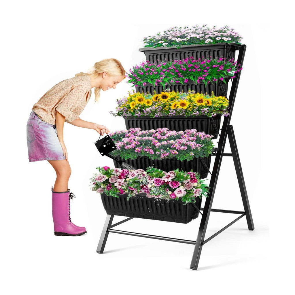 Homdox 3.74FT Vertical Garden Bed, 5 Tiers Vertical Raised Garden Planter, 23 * 26 * 45Inch Outdoor Garden Raised Bed