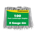 100 Pack Landscape Staples, 6" 8 Gauge Galvanized Steel Garden Stakes,Landscape Pins Turf Staples for Securing Weed