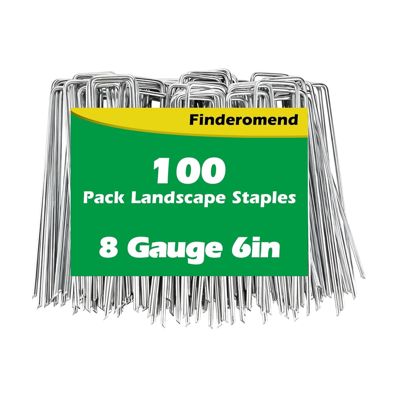 100 Pack Landscape Staples, 6" 8 Gauge Galvanized Steel Garden Stakes,Landscape Pins Turf Staples for Securing Weed