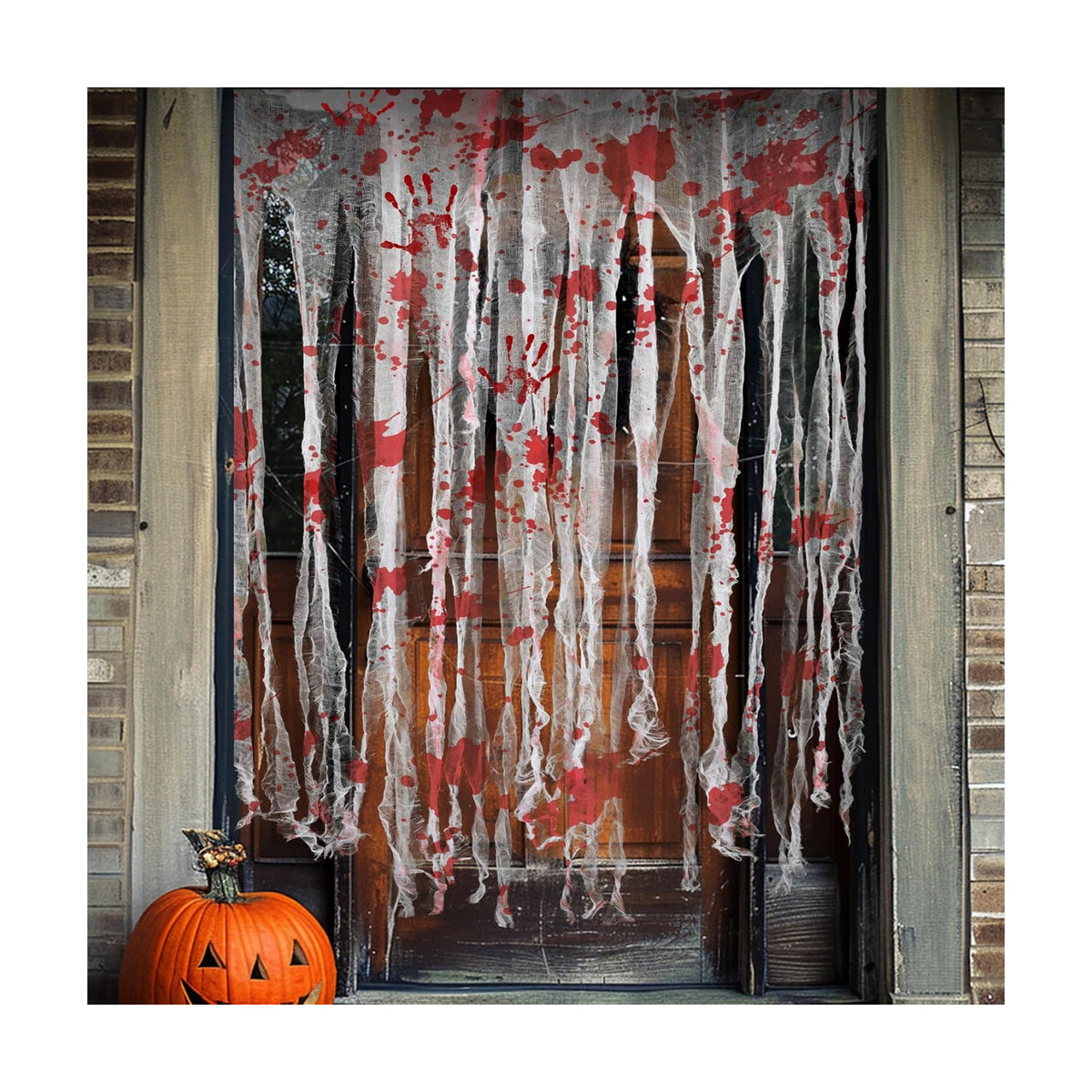 2 Pcs Halloween Door Curtains, Bloody Handprint Doorway Decorations