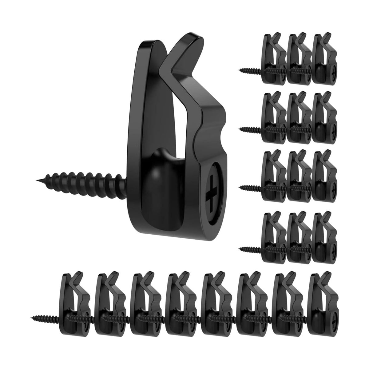 GEZIDEA String Light Hanger Hooks,Screw in Hooks for Hanging Christmas Light,Led Fairy Led Light Clips,Black,50 Pack (Small)