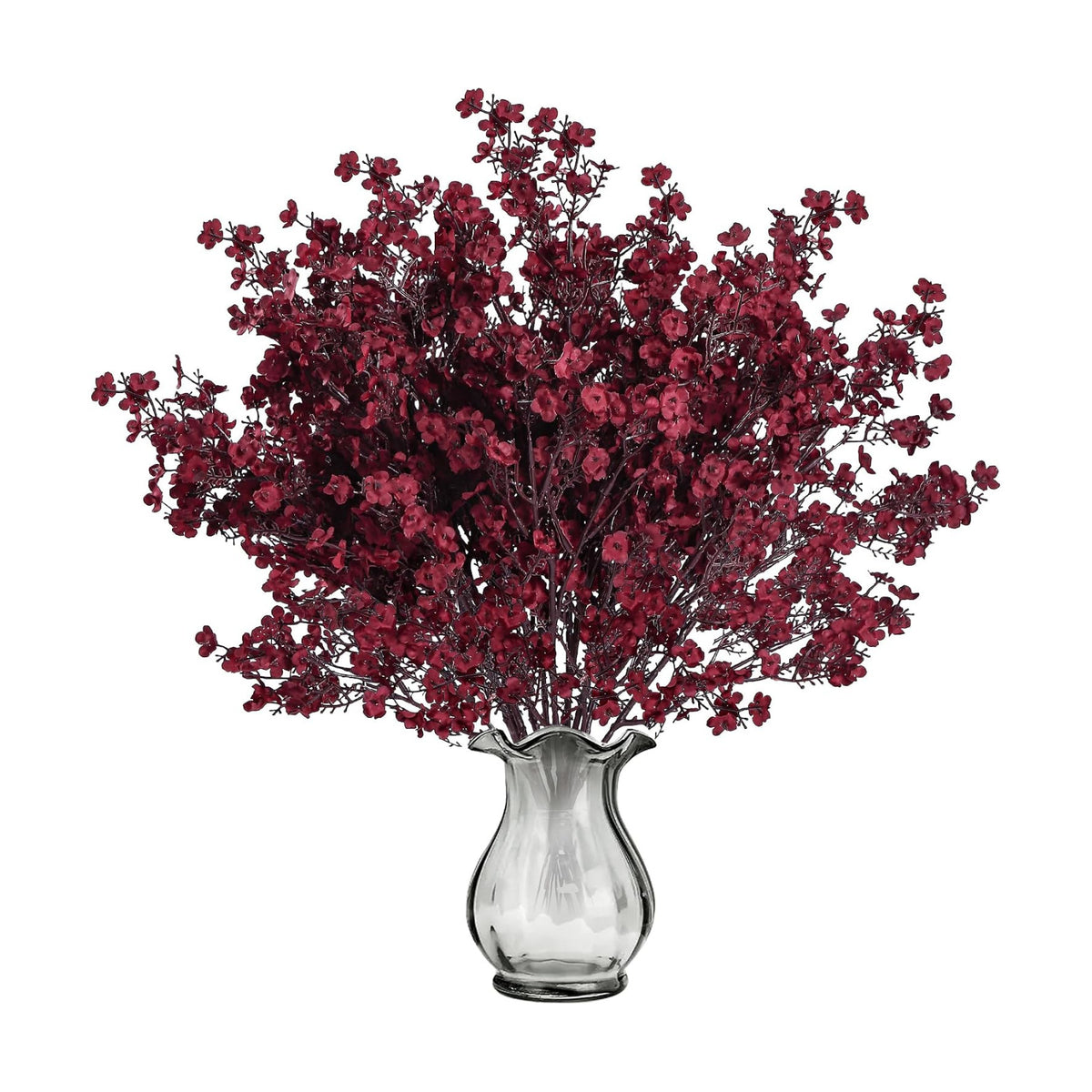 Sggvecsy 15 Pcs Babys Breath Artificial Flowers Gypsophila Bouquets Bulk Real Touch Fake Silk Flowers for Home DIY Floral Arrangement Table Centerpiece Fall Thanksgiving Autumn Decoration (Burgundy)