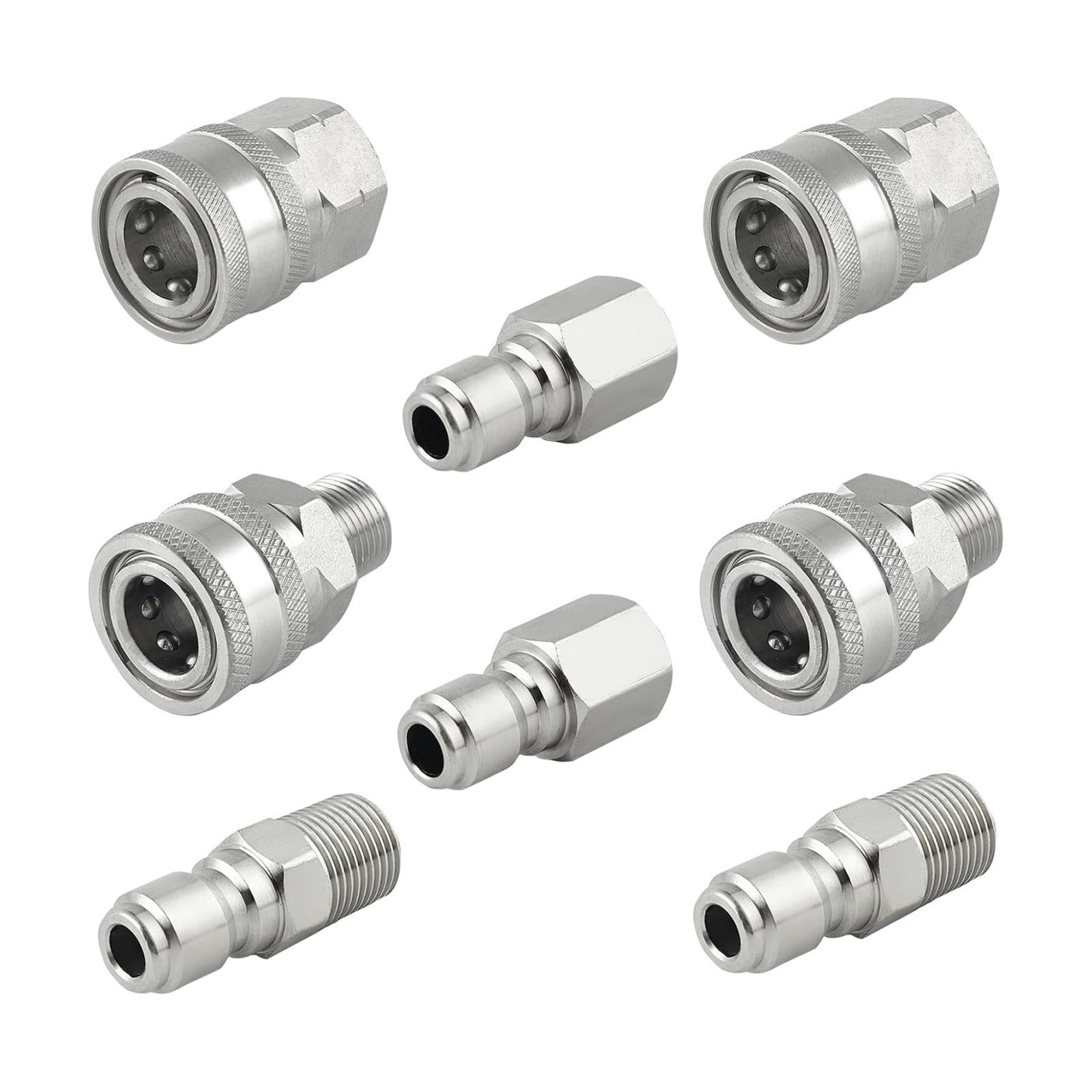 Pressure Washer Quick Connect 3/8 Inch, Stainless Steel, 8 Piece | Pressure Washer Fittings, Adapter Set, Female and