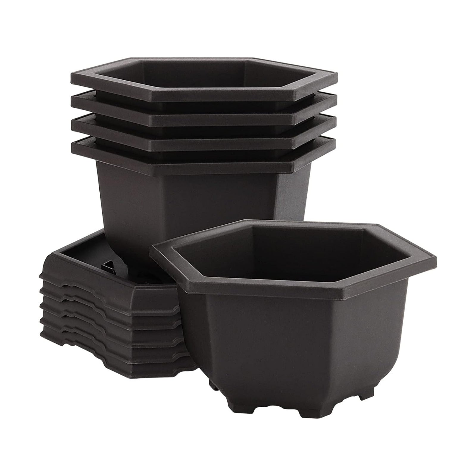 5 Pack Bonsai Pots, Hexagon Built in Mesh Plastic Bonsai Training Pots with Trays, Plant Flower Tree Growing Bonsai