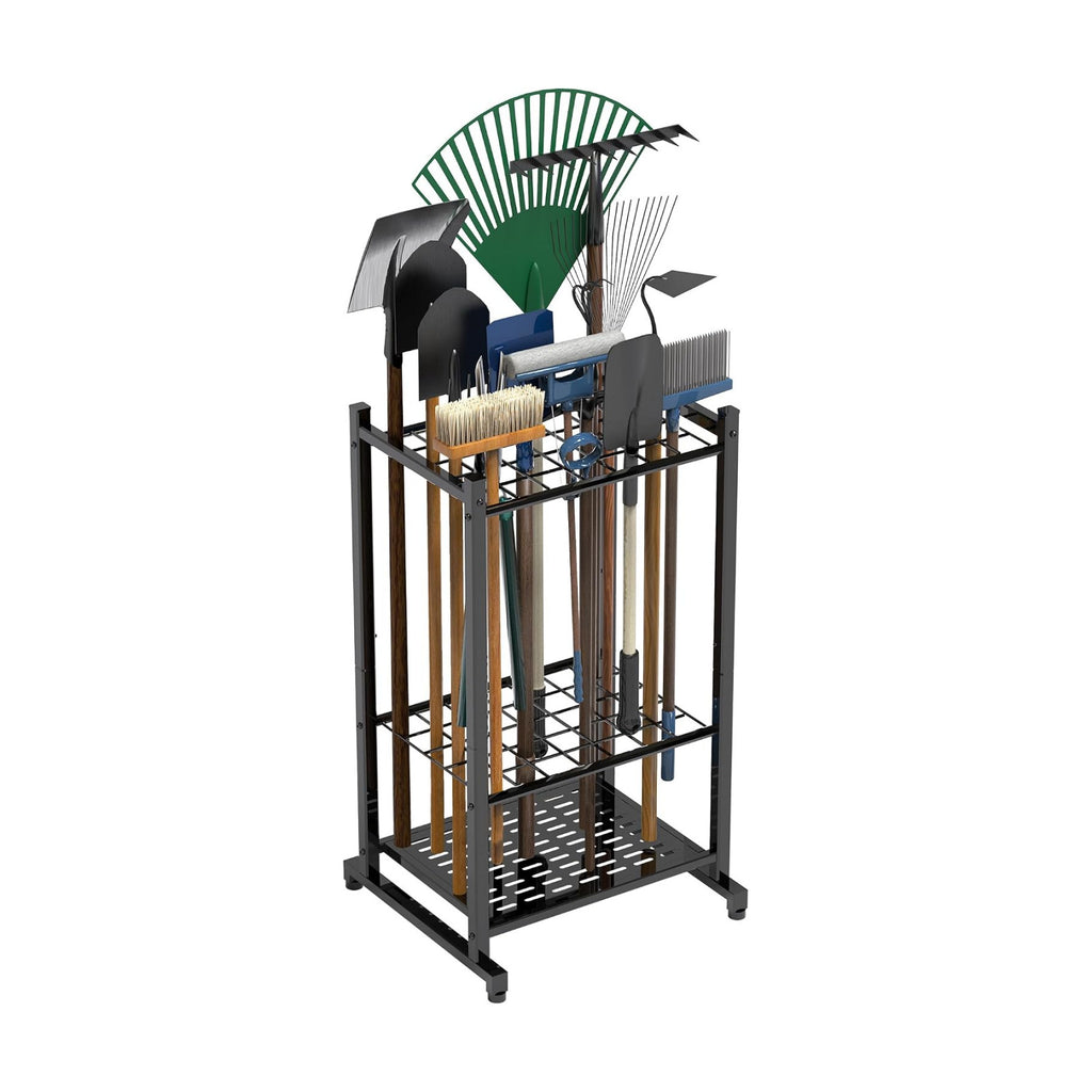 Garden Tool Organizer, Garage Tool Organizer & Garage Organization, Heavy Duty Steel Tool Storage Rack Holds 35 Rakes