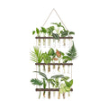 Mkono Plant Propagation Station, 3 Tier Large Brown Wall Hanging Vase Tubes | Glass Terrarium Planter,Wooden Stand,for