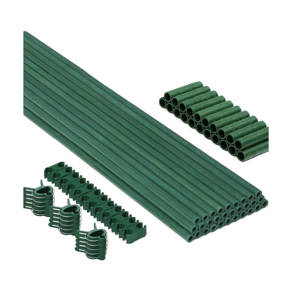 MAXPACE 93pcs Garden Stakes Kit: Includes 30 Sets of Fiberglass Plant Sticks Supports & Accessories for DIY 4ft, 5ft