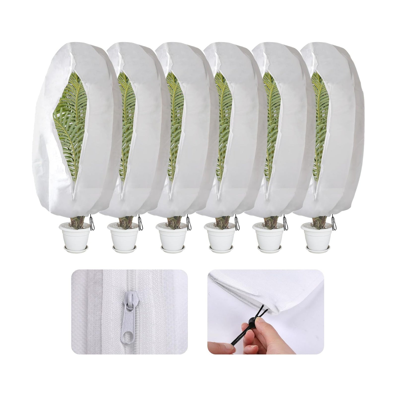 Alpurple 6 Packs Winter Zipper Plant Covers - 47" X 31.5" Warm Plant Protection Cover Bags, Frost Cloth Blanket
