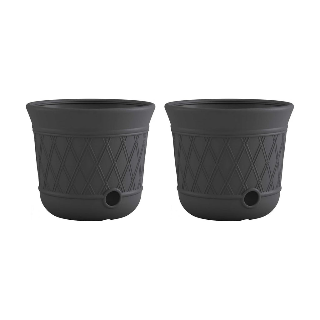Suncast 2 Pack 14" x 12" Round Resin Decorative Weatherproof Outdoor Hideaway Standard Garden Hose Storage Pot with