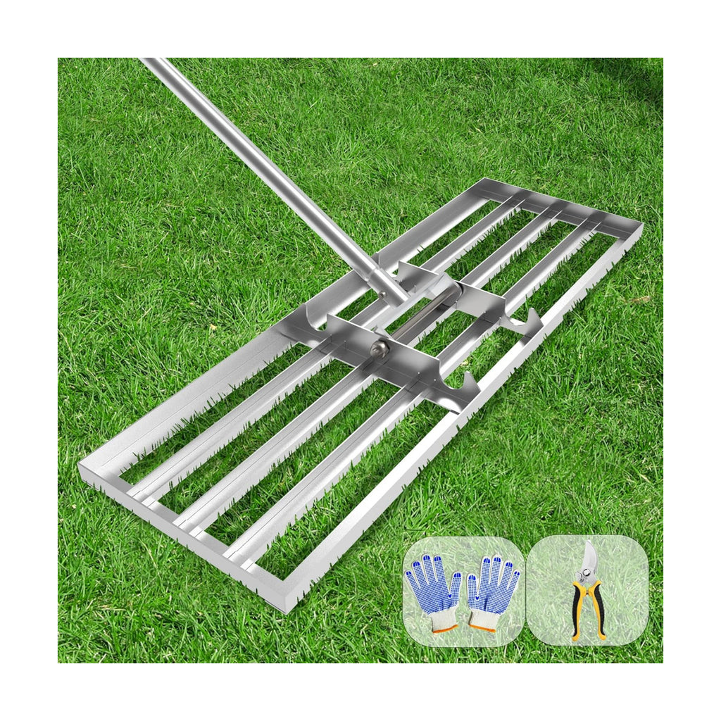 Lawn Leveling Rake 45" 6.5ft Lawn Leveler Ground Full Stainless Steel Leveling Landscape Rake Topdressing Spreader