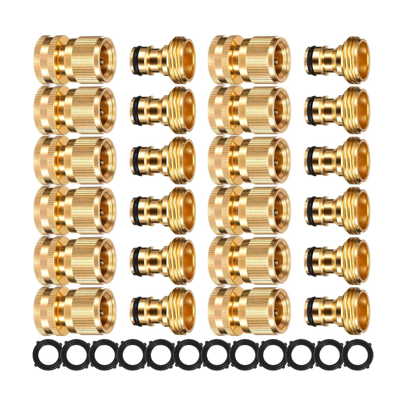 Therwen 12 Sets Garden Hose Quick Connector Solid 3/4 Inch Water Hose Connectors No Leak Heavy Duty Garden Fitting