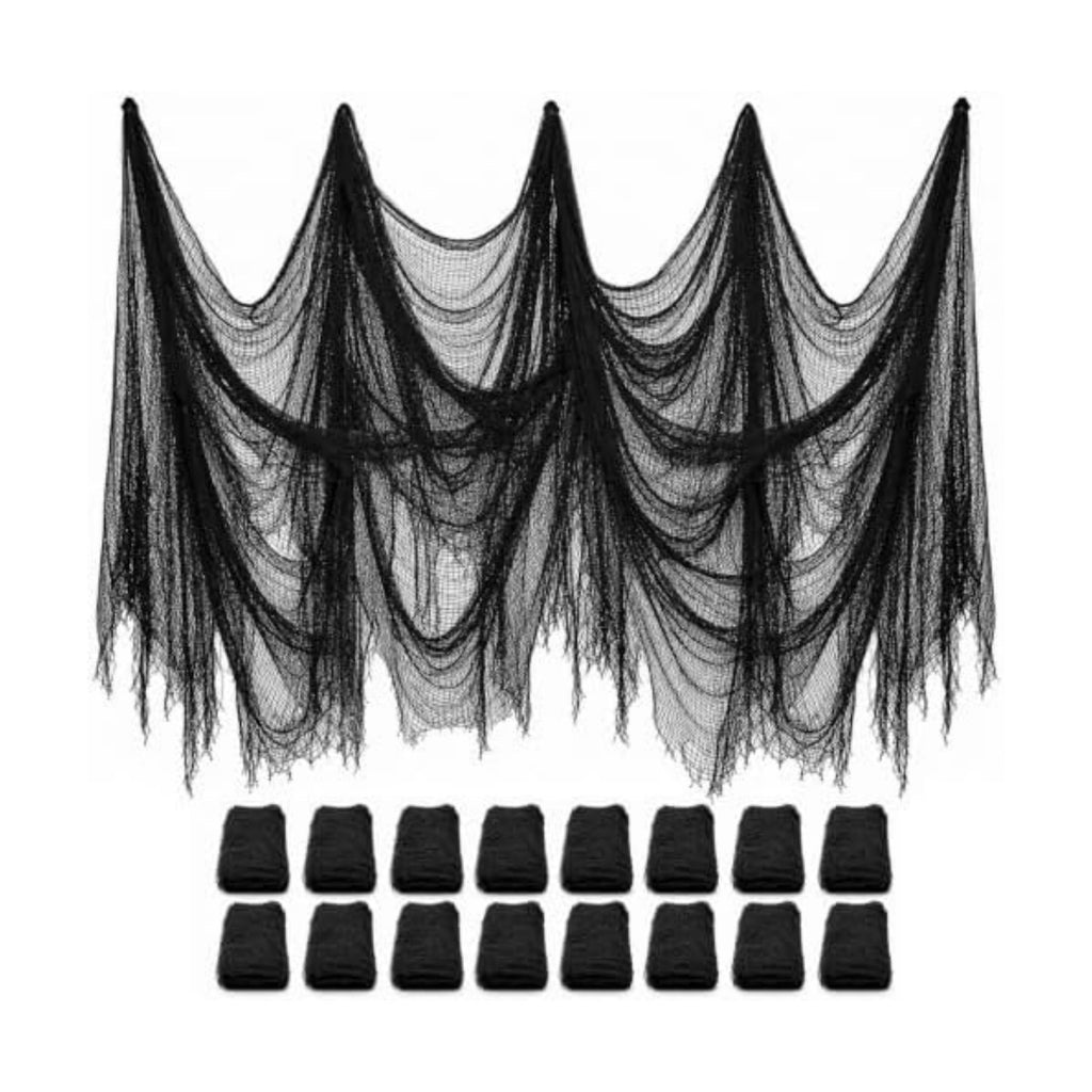 Legigo 16 Pack Halloween Creepy Cloths, Black Fabric Yard Decorations