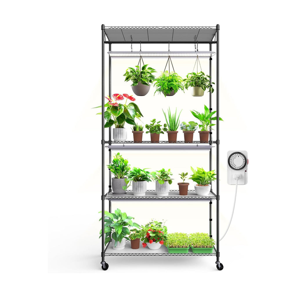 Barrina CX3 Plant Stand with Grow Light, 4-Tier, 108W, 35.4x13.8x70.9IN | 3FT 5000K Full Spectrum Plant Lamps, Indoor